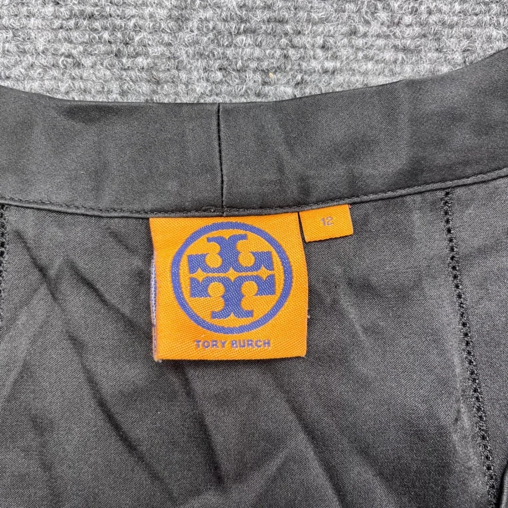 Tory Burch Silk V-Neck Sleeveless Minimalist Black Tank Top